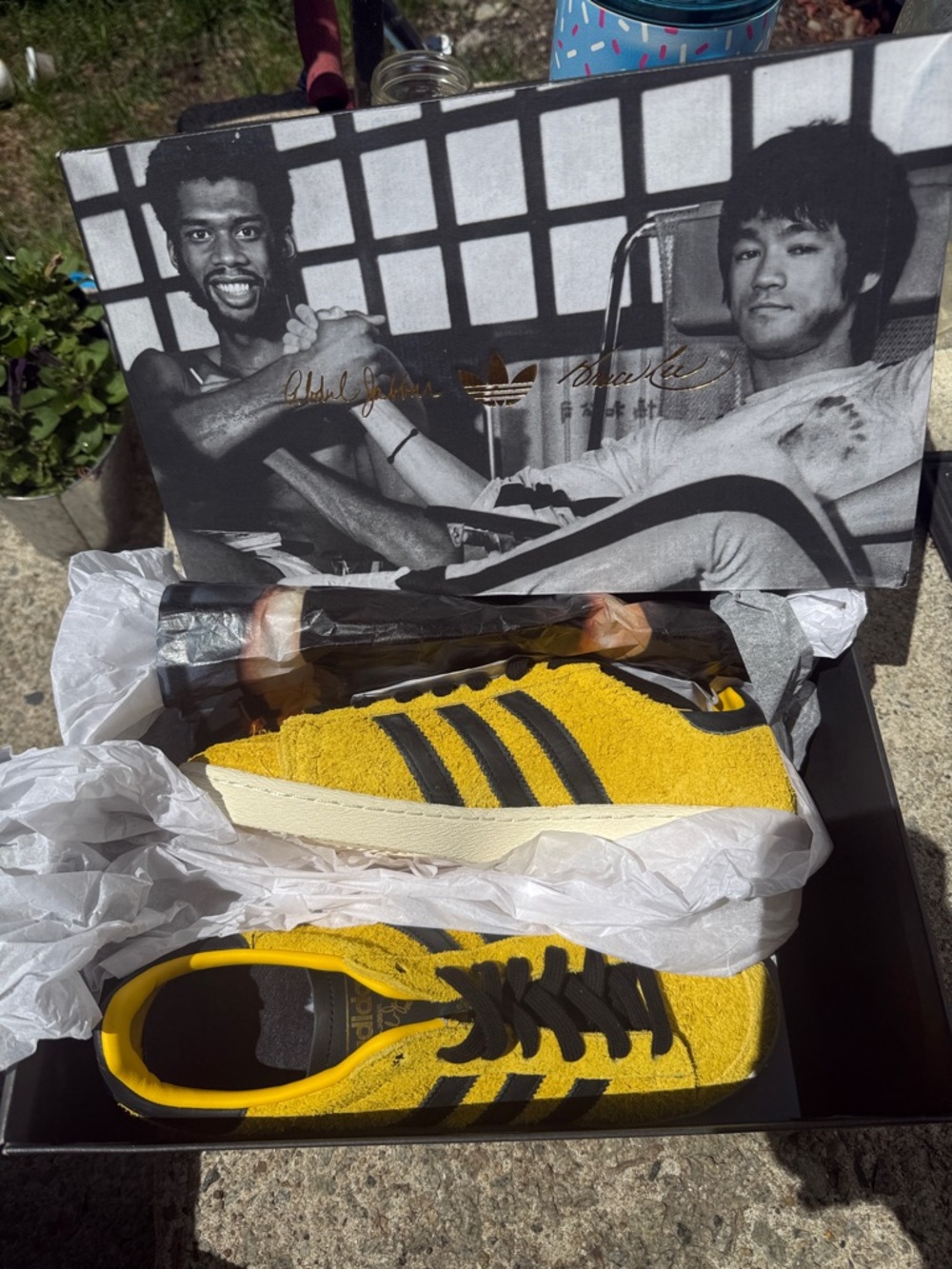 Limited edition Abdul/Bruce collab adidas Yellow/Black Suede Stripes Sneakers